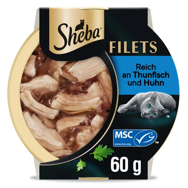 Filety Sheba Feine Filets 2 x 16 ks (32 × 60 g) - kuřecí s tuňákem