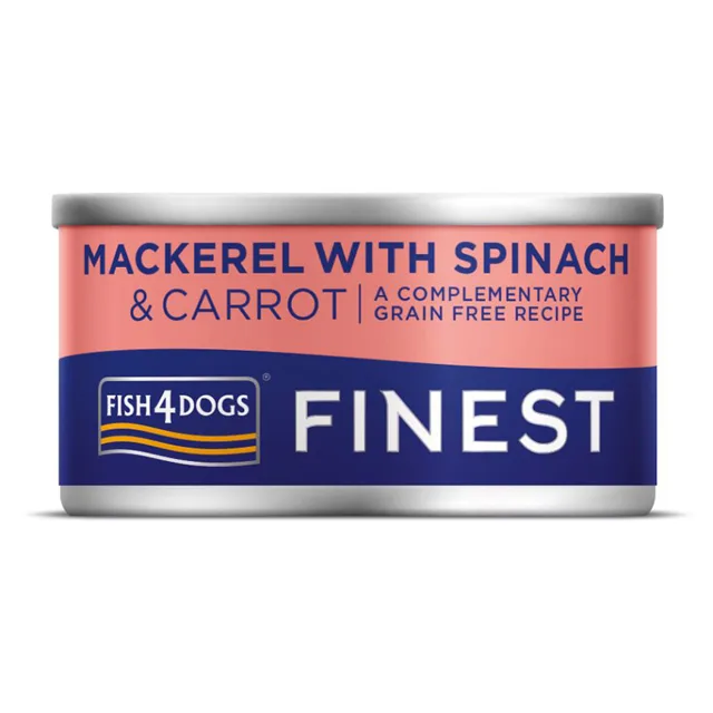 FISH4DOGS Konzerva pro psy Finest s makrelou, mrkví a špenátem 85 g
