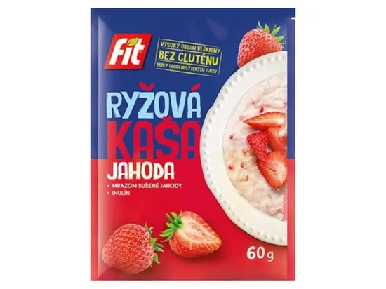 Fit rýžová kaše s kousky jahod a s příchutí vanilky 60 g