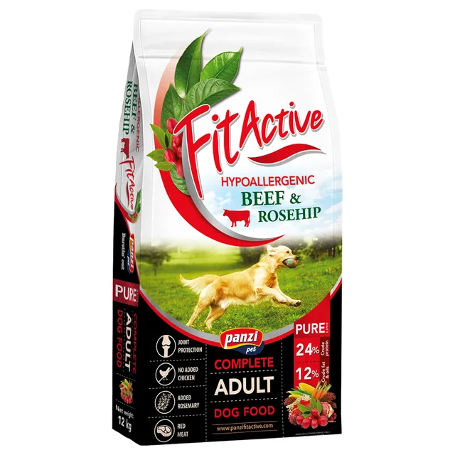 FitActive Pure Hypoallergenic hovězí a šípky - Výhodné balení: 2 × 12 kg