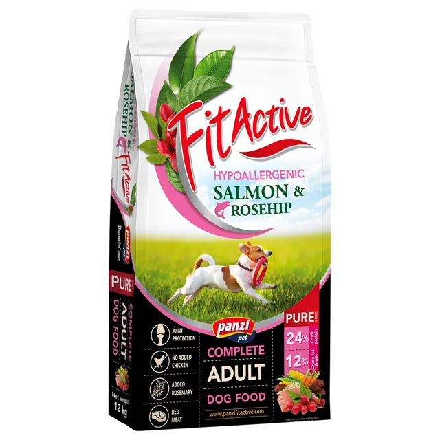 FitActive Pure Hypoallergenic s lososem a šípky - Výhodné balení: 2 x 12 kg