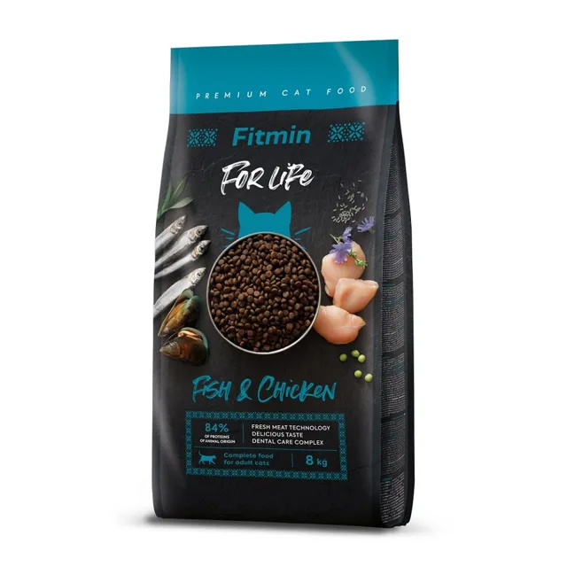 FITMIN Cat For Life Adult Fish and Chicken 8 kg pro dospělé kočky s rybami a kuřecím masem