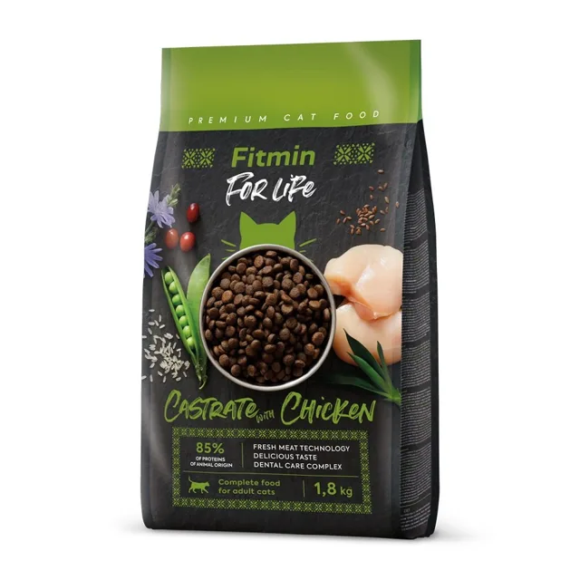 FITMIN Cat For Life Castrate Chicken 1,8 kg pro kastrovanou kočku s kuřecím masem