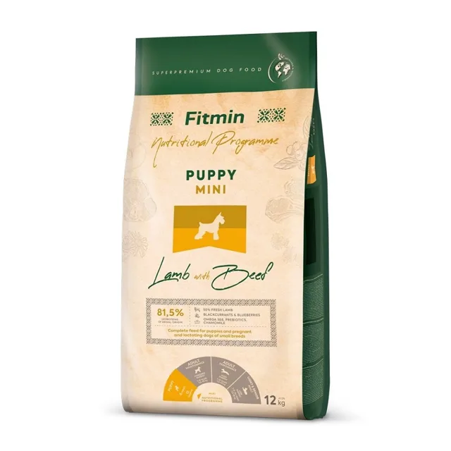 FITMIN Dog Mini Puppy Lamb&amp;Beef 12 kg pro štěňata malých plemen