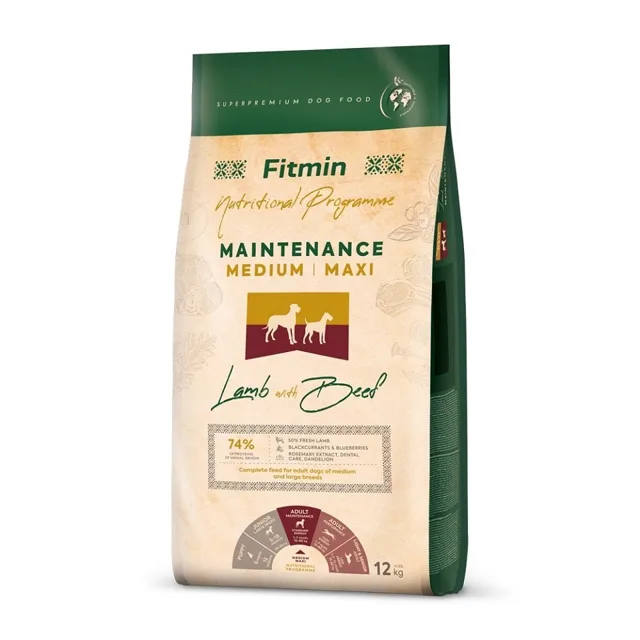 FITMIN Dog Nutritional Programme Medium Maxi Maintenance Lamb&amp;Beef 12 kg