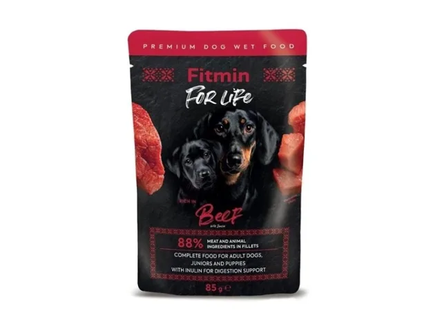FITMIN For Life Adult and Puppies Beef 85 g  kapsičky s hovězím masem v omáčce pro štěňata a dospělé psy