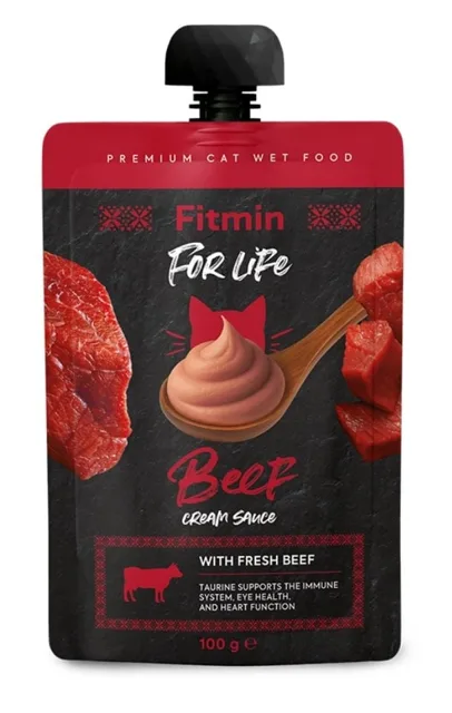 FITMIN For Life Cat Cream Sauce Beef 100g krémové kapsičky s hovězím masem pro kočky