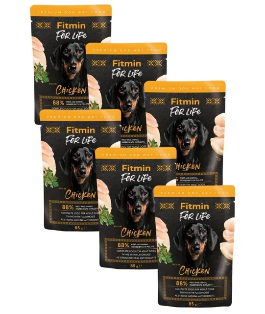 FITMIN For Life Dog Adult Chicken 6x85 g kuře s bylinkami v omáčce