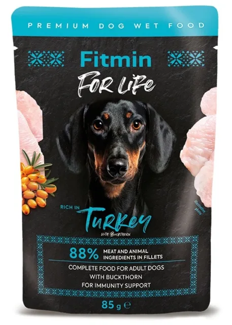 FITMIN For Life Dog Adult Turkey 85 g krůta s rakytníkem v omáčce