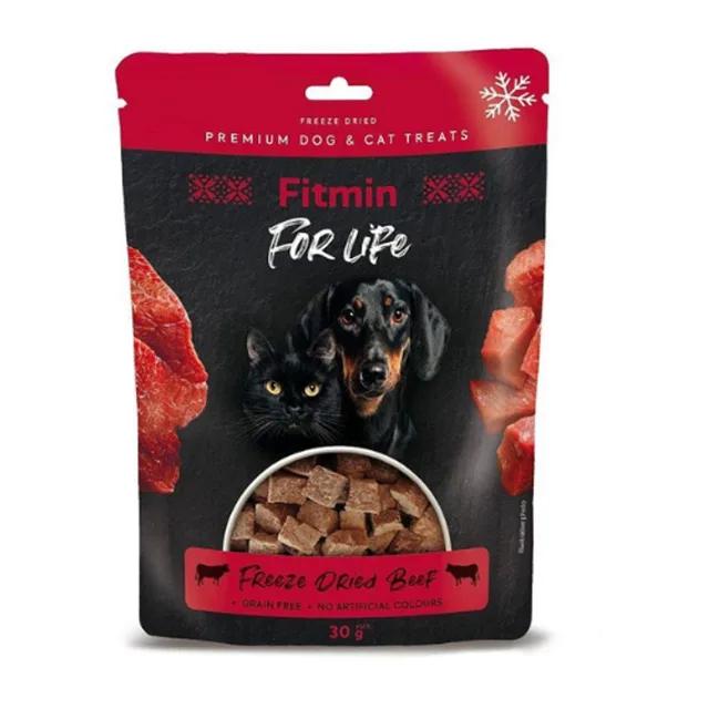 Fitmin For Life dog & cat mrazem sušené maso Beef 10x30g | Pamlsky pro psy a kočky | P59251