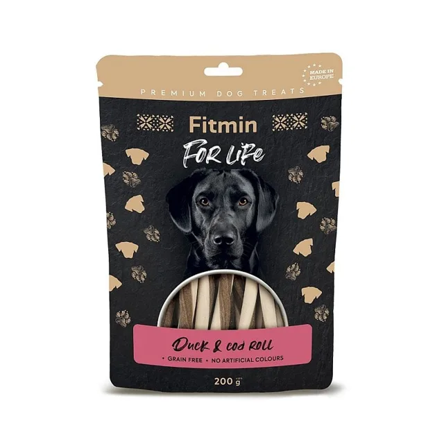 FITMIN For Life Duck&amp;Cod roll 200 g pásky s kachnou a treskou pamlsek pro psa
