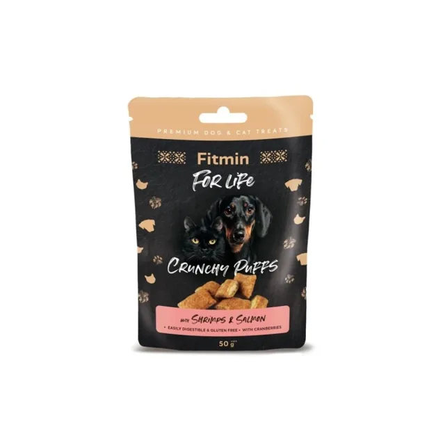 FITMIN For Life Křupavé sušenky s krevetami a lososem pamlsek pro psa a kočku 50 g