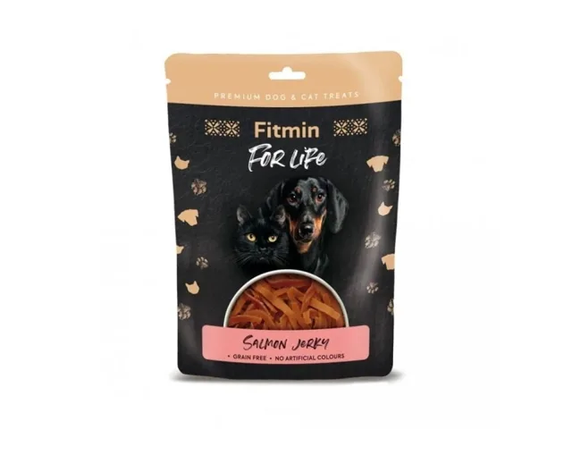 FITMIN For Life Salmon Jerky Losos v mini pruzích pro psy a kočky 70g