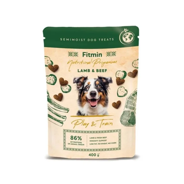 FITMIN NP Play and Train Lamb and Beef 400g tréninková pochoutka s jehněčím a hovězím masem