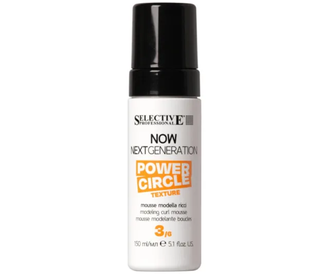 Fixační objemová pěna pro vlnité a kudrnaté vlasy Selective Professional Now Next Generation Power Circle Texture - 150 ml + dárek zdarma