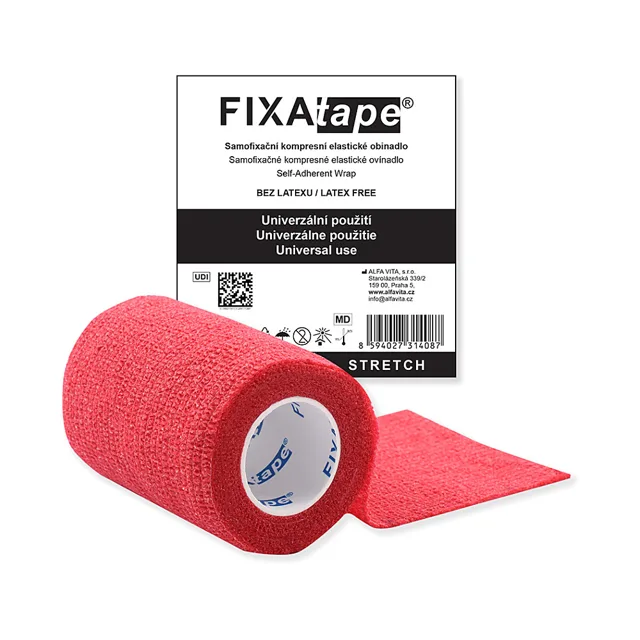 FIXAPLAST Fixatape stretch samofixační obinadlo 7,5 cm x 450 cm červené 1 kus