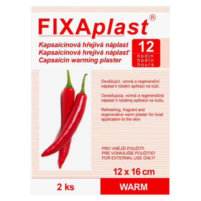 FIXAPLAST WARM kapsaicinová hřejivá náplast 12 x 16 cm 2 kusy