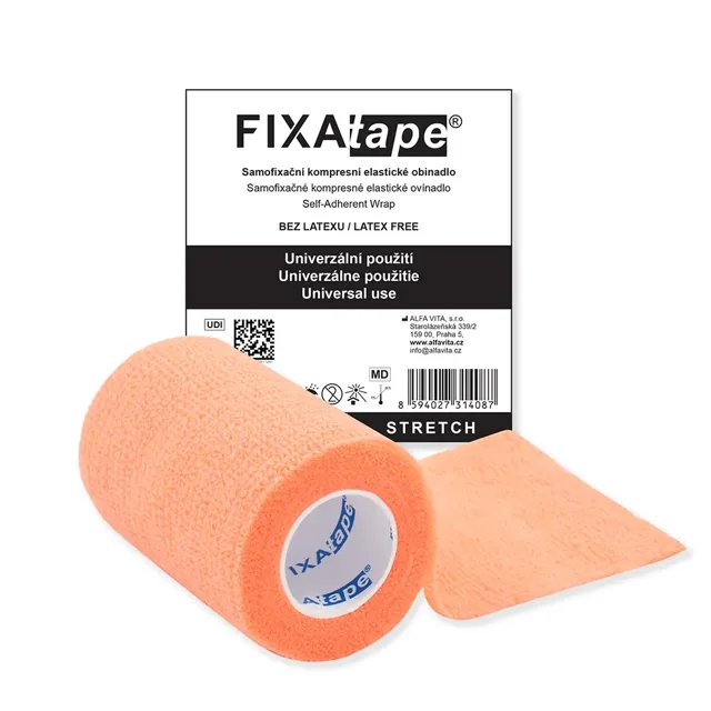 FIXAtape STRETCH samofix.obi. 7,5 x 450 cm fluor.orang
