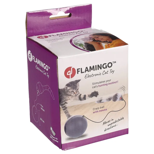 Flamingo hračka pro kočky míček s myší - 1 kus