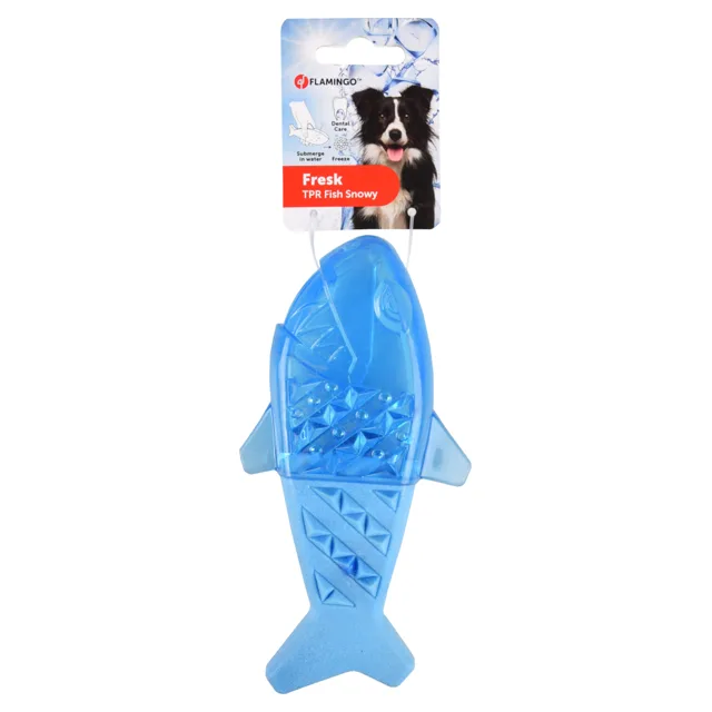 Flamingo hračka pro psy Snowy Fish, modrá - D 18 x Š 8,9 x V 3,9 cm