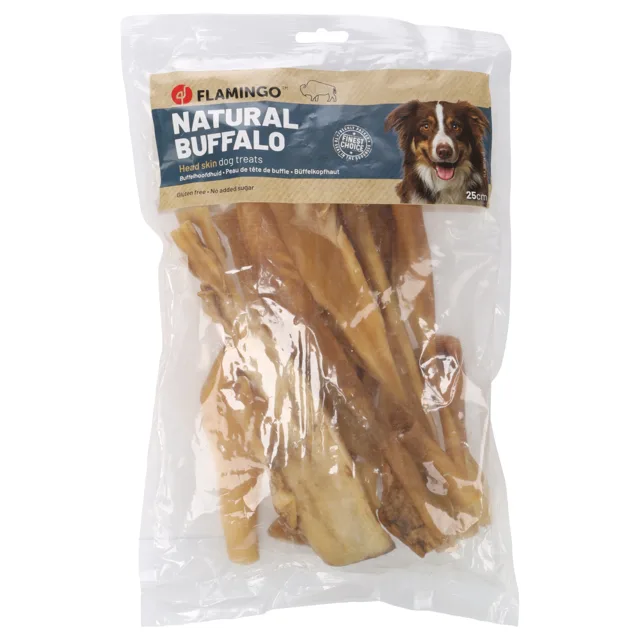 Flamingo Natur Snack buvolí kůže - Výhodné balení: 2 x 400 g (25 cm)