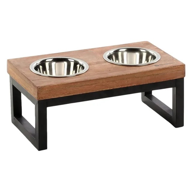 FLAMINGO Tommy Duo Dinner Stojan s 2 nerezovými miskami pro psy a kočky 370 ml