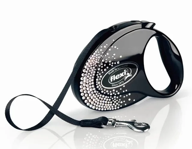 FLEXI Glam Splash Crystal M 5m černá páska vodítko pro psa