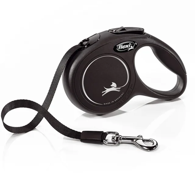 FLEXI New Classic vodítko pro psy pásek černá, Velikost vodítka: M - 5 m