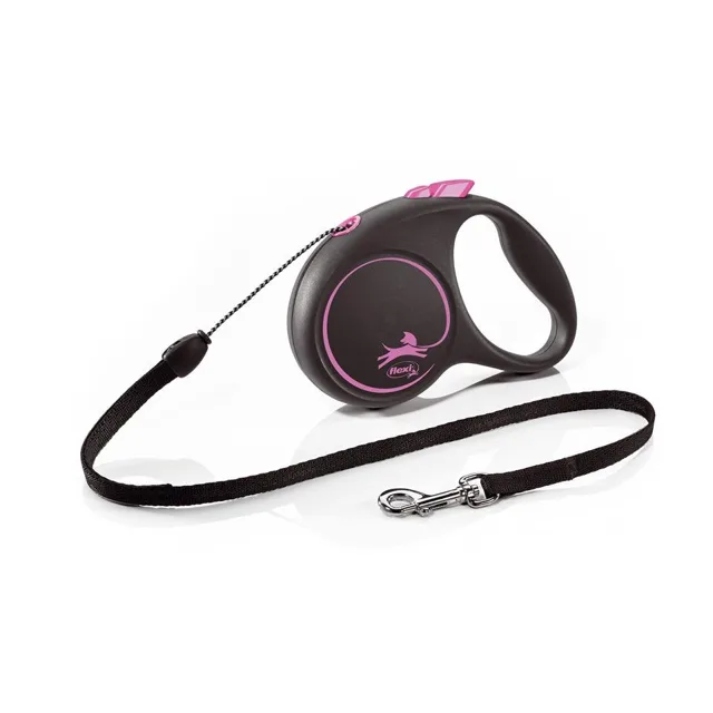 FLEXI Vodítko Black Design S Cord 5 m růžové