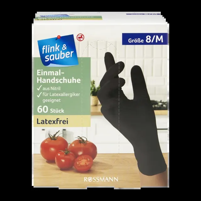 flink & sauber Rukavice černé nitrolové 60 ks