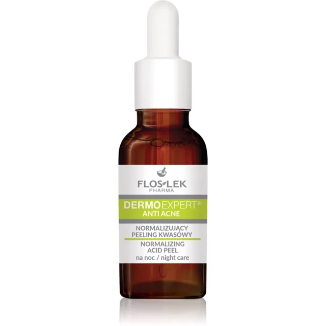 FlosLek Pharma DermoExpert Anti Acne jemné noční peelingové sérum pro normalizaci pleti 30 ml