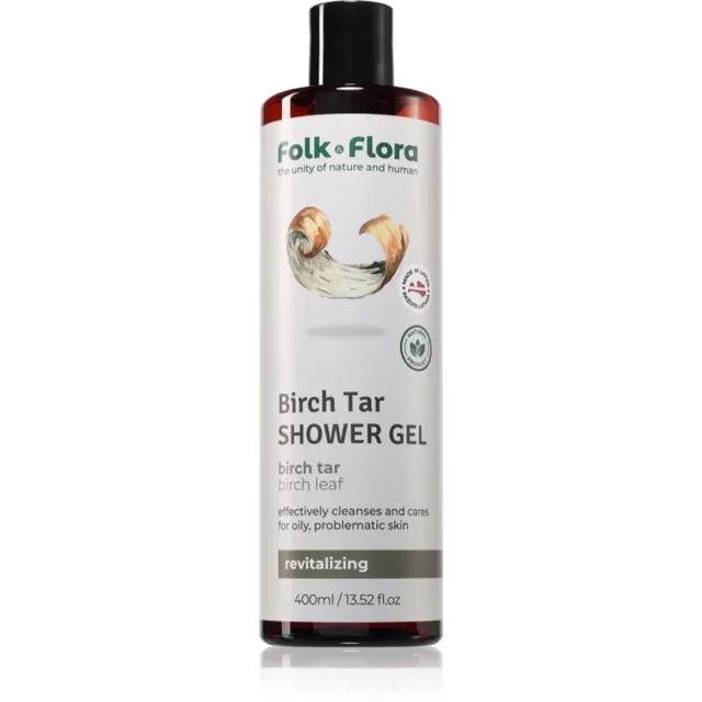 Folk & Flora Birch Tar vyživující sprchový gel 400 ml