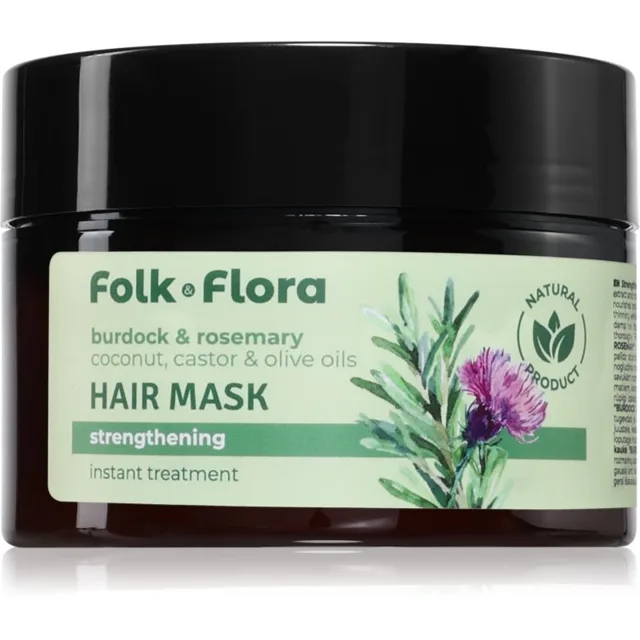 Folk & Flora Burdock & Rosemary hloubkově posilující maska na vlasy 200 ml