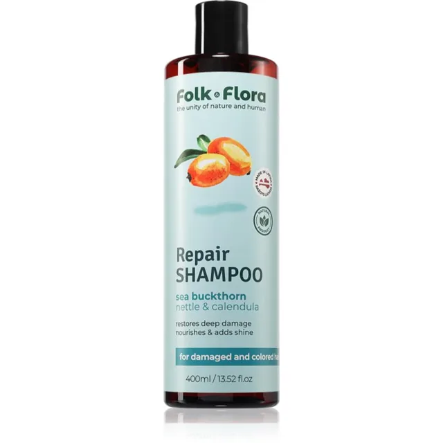 Folk & Flora Sea Buckthorn obnovující šampon pro barvené a poškozené vlasy 400 ml