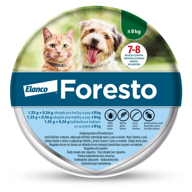 FORESTO 1,25 g+0,56 g Obojek pro kočky a psy do 8 kg délka 38 cm
