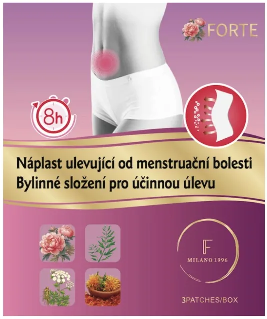 FORTE Náplast ulevující od menstruační bolesti, 10 x 8 cm a 20,5 x 8 cm, 3 ks