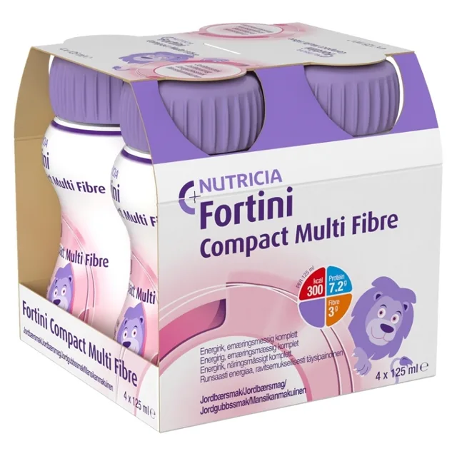 FORTINI Compact multi fibre s příchutí jahodovou 4 x 125 ml