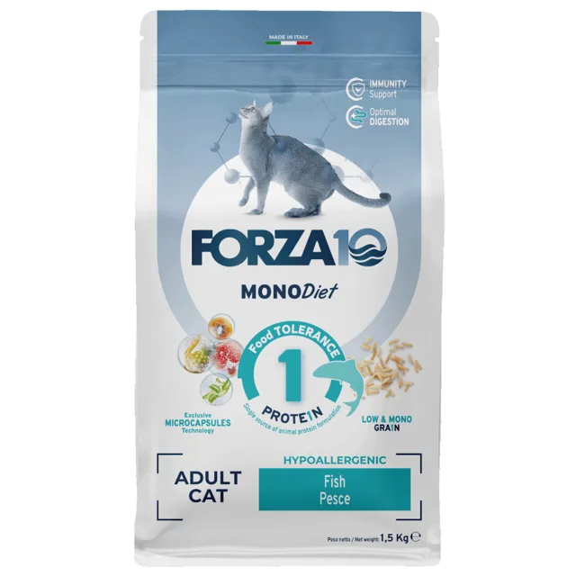 Forza 10 Mono Diet Adult Cat s rybami - výhodné balení: 3 x 1,5 kg