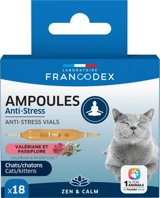 FRANCODEX Antistresové ampule 1ml pro kočky a koťata 18 ks