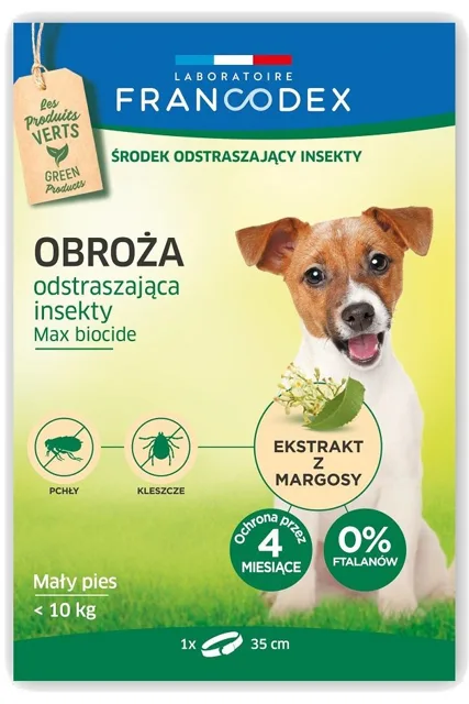 FRANCODEX Obojek proti blechám pro malé psy do 10 kg - ochrana 4 měsíce, 35 cm