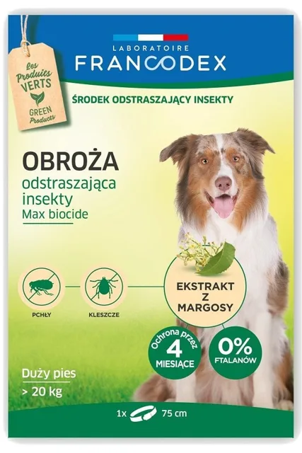 FRANCODEX Obojek proti blechám pro velké psy nad 20 kg - 4 měsíce ochrany, 75 cm