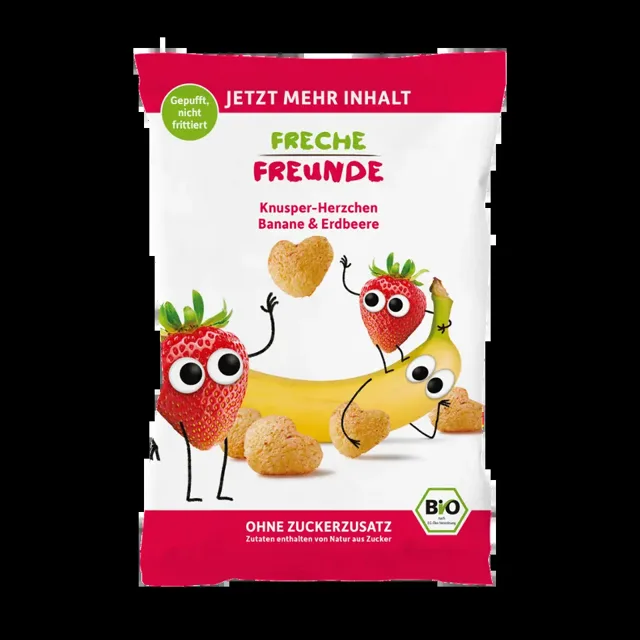 Freche Freunde BIO křupavá srdíčka Banán a jahoda 30 g