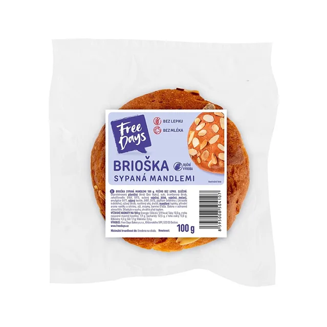 FREE DAYS Bezlepková brioška sypaná mandlemi 100 g