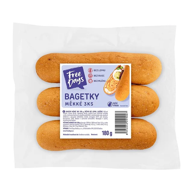FREE DAYS Bezlepkové bagetky 3 kusy