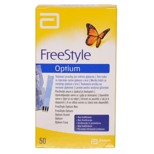 Freestyle Optium - Testovací proužky pro měření glykémie 50ks