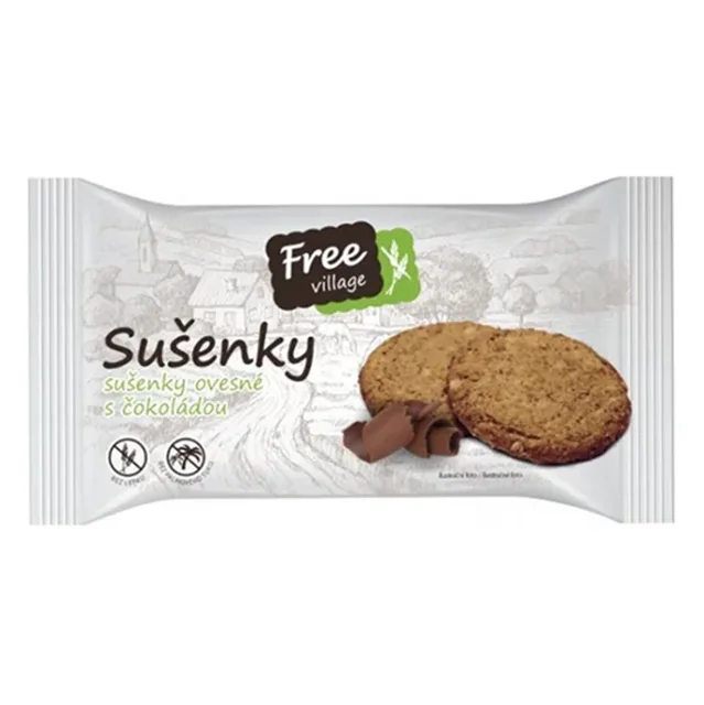 FREEVILLAGE Sušenky ovesné s čokoládou bez lepku 50 g