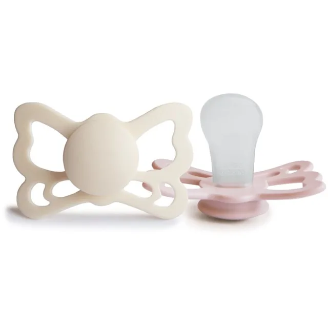 FRIGG Butterfly Size 2:6-18 months dudlík Cream/Blush 2 ks