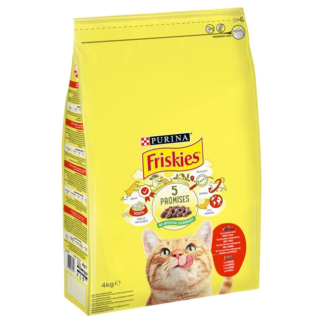 Friskies Adult granule hovězí, kuře, zelenina - výhodné balení  2 x 4 kg