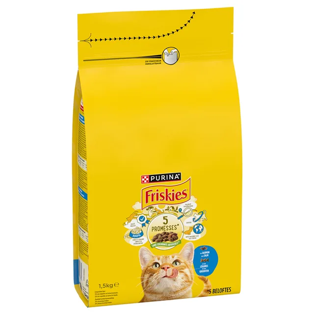 Friskies Adult granule losos, zelenina - výhodné balení: 3 x 1,5 kg