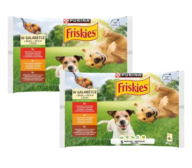 FRISKIES Adult Hovězí, kuřecí a jehněčí v želé 8x85g mokré krmivo pro psy